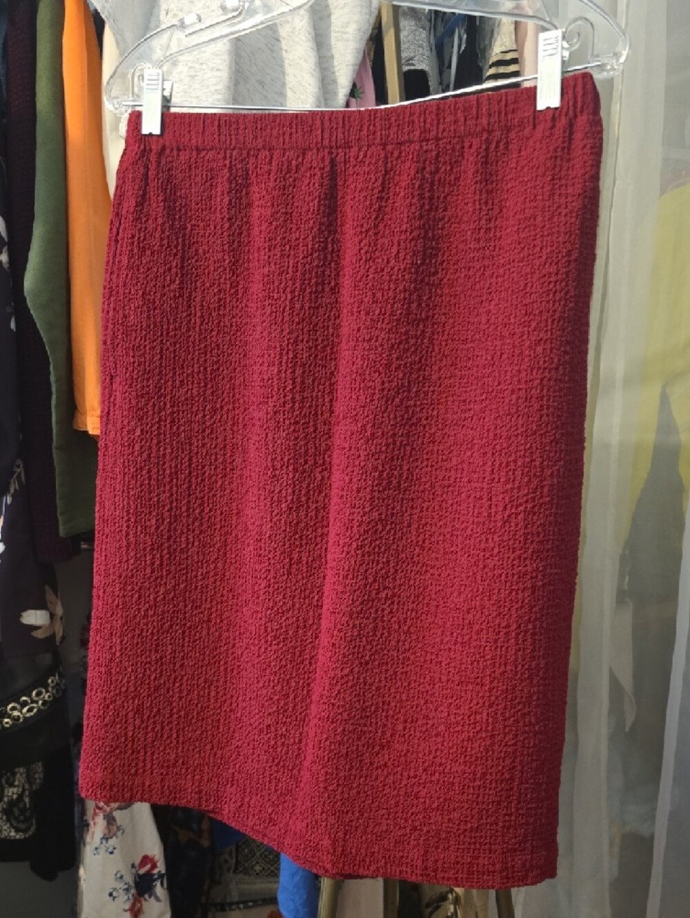 Orvis Women's Deep Red Textured Pocketed Skirt